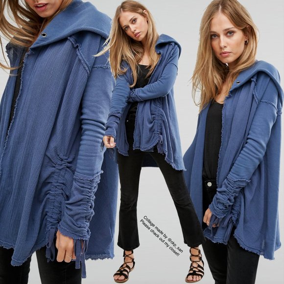 Free People Get Yer Gauze Drawstring Hooded Cardi Sz XS - Picture 3 of 9